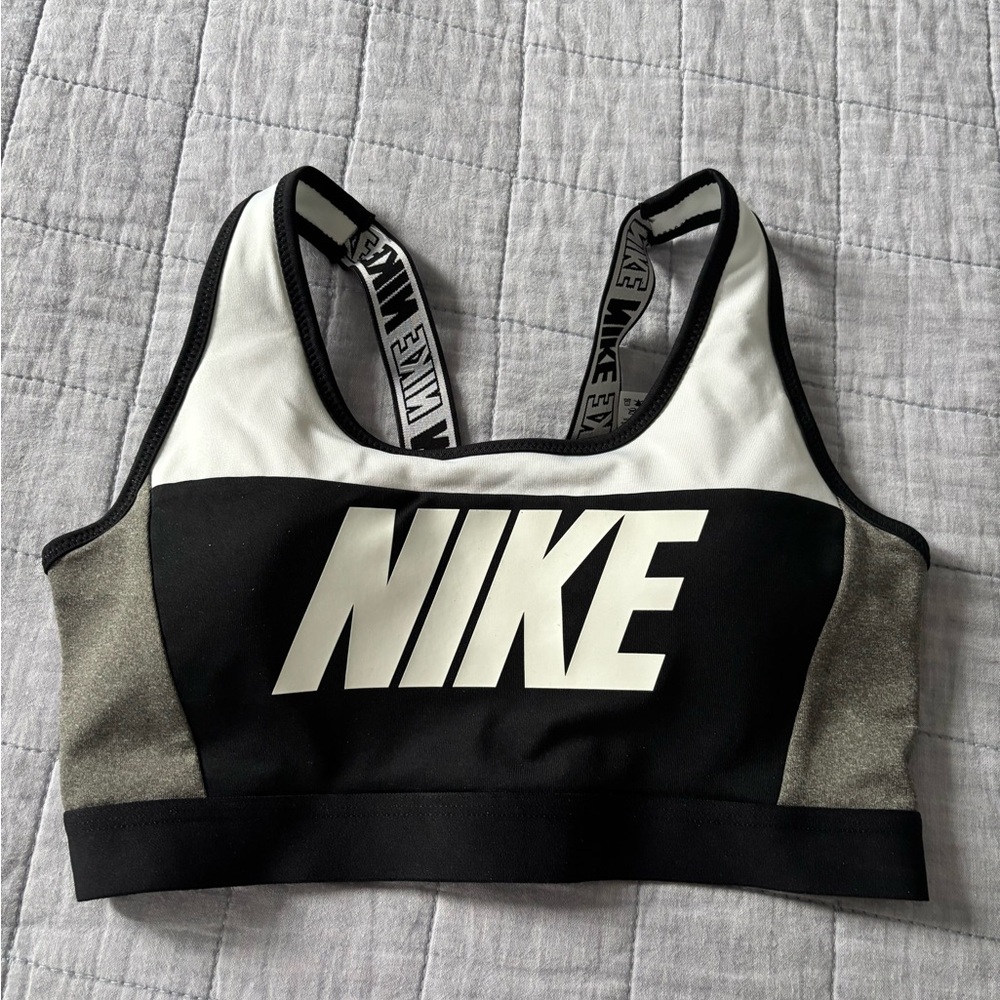 Nike Black and White Sports Bra with Racerback Design